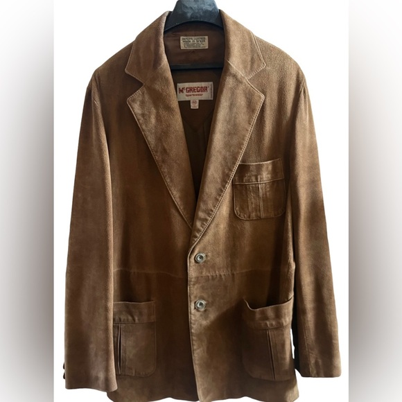 Vintage mcgregor leather coat Mens Sz 40 long - Picture 1 of 10